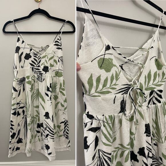 For Days Linen Blend Beach Travel Resortwear Tie Back‎ Dress Small - Picture 1 of 7